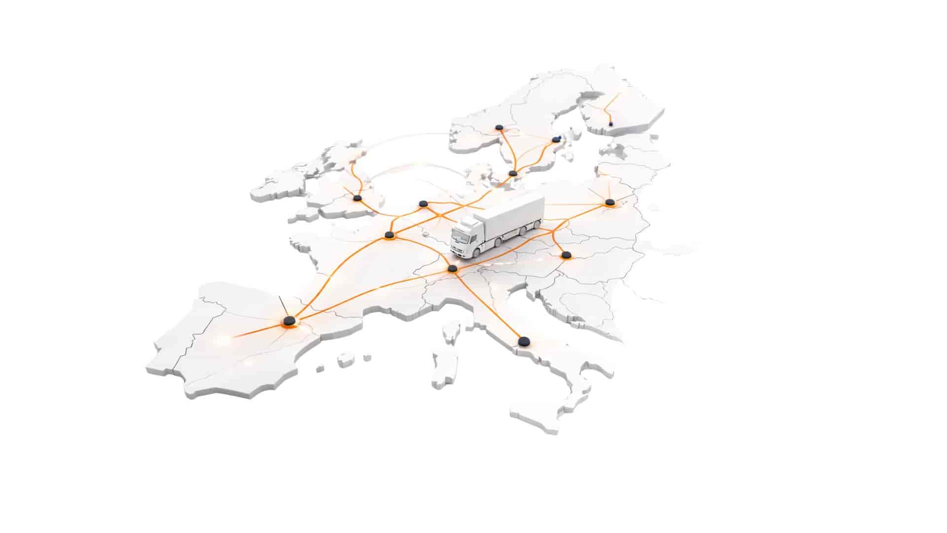 An established road freight network in the European Network